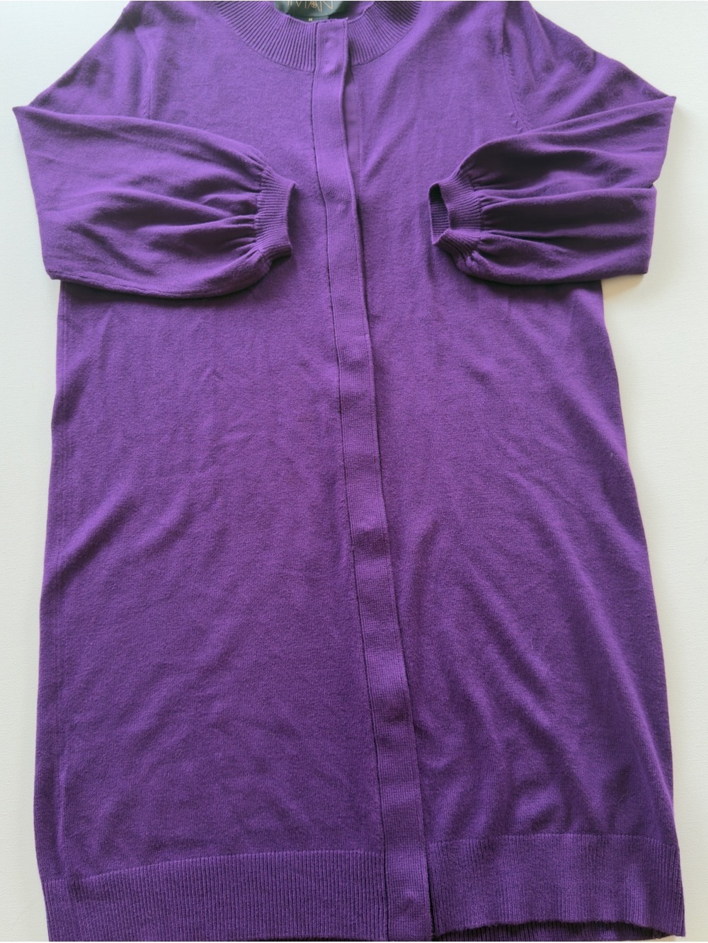 NWT Iman Women's 34" Purple Long 3/4 Sleeve Cardigan Size Medium (KB10)